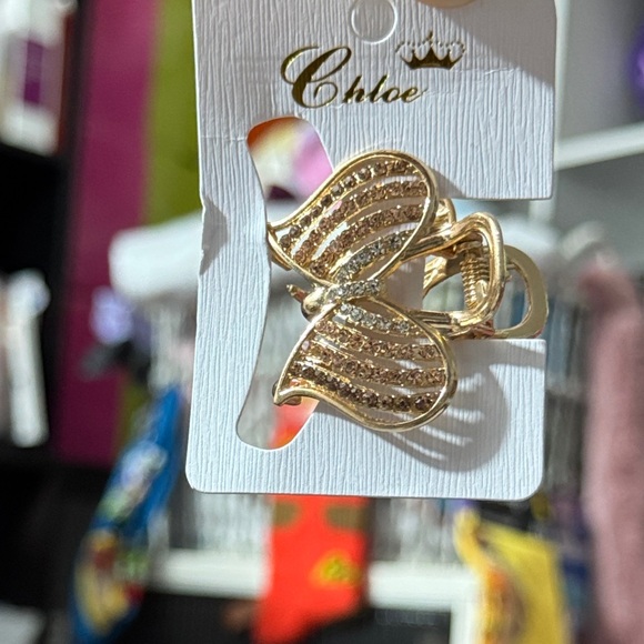 Chloe Accessories - Chloe Shimmering Gold Butterfly Hair Clip
